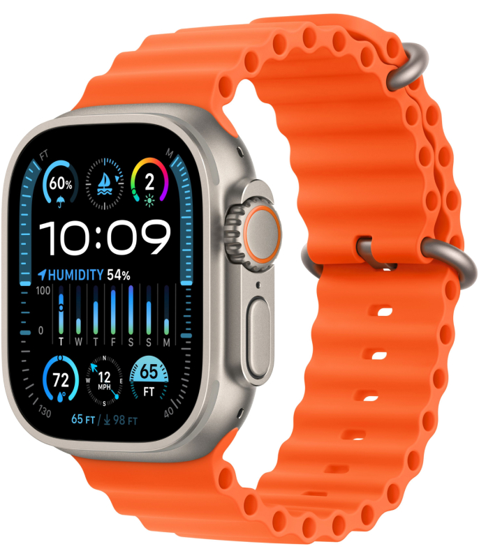 Apple Watch Ultra 2 49mm GPS   Cellular Титановые Ремешок Ocean Оранжевого Цвета