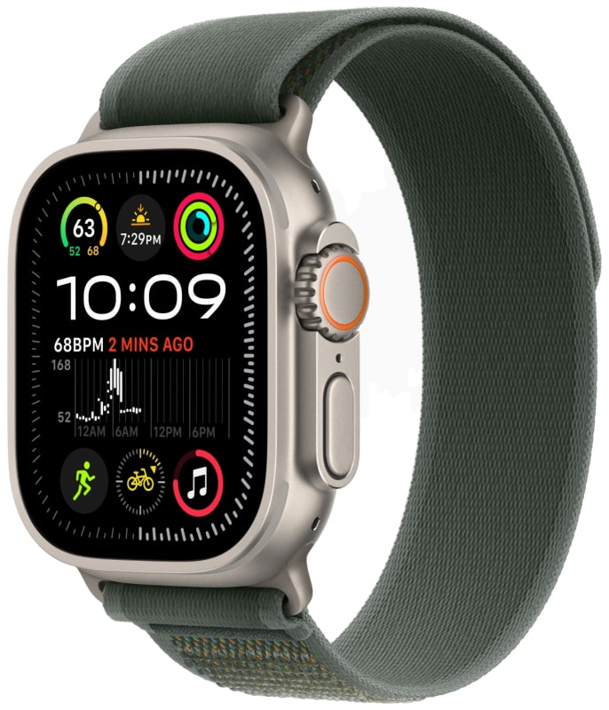 Apple Watch Ultra 2 49mm Бежевый Титан Ремешок S/M Trail Зеленого Цвета 2024