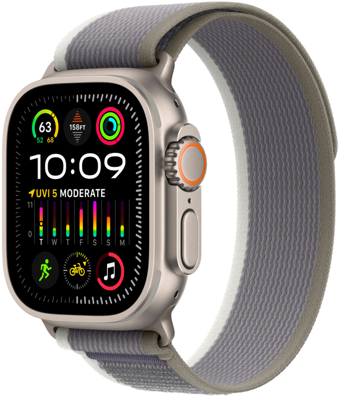 Apple Watch Ultra 2 49mm GPS   Cellular Титановые Ремешок Trail Зеленого/Серого Цвета