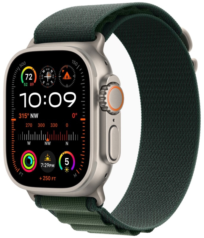 Apple Watch Ultra 2 49mm Бежевый Титан Ремешок S Alpine Зеленого Цвета 2024