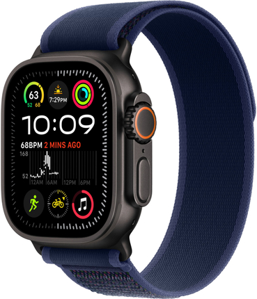 Apple Watch Ultra 2 49mm Черный Титан Ремешок M/L Trail Голубого Цвета 2024