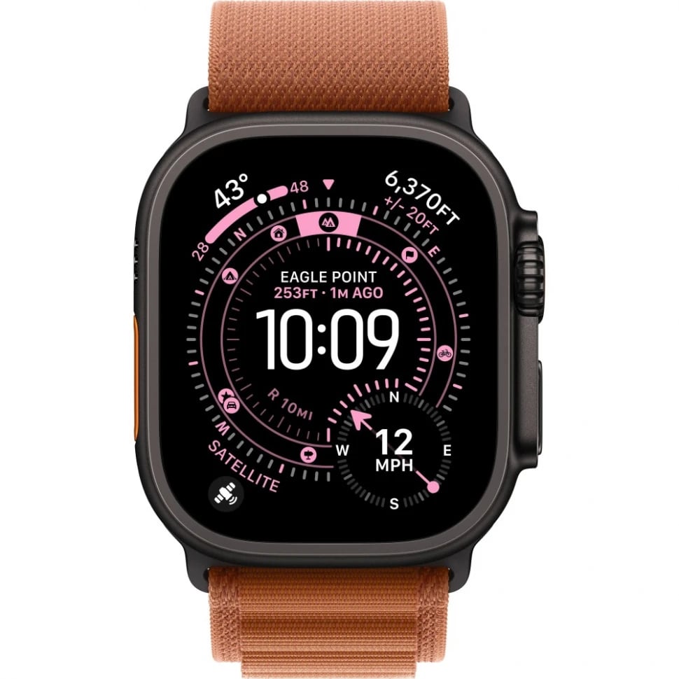 Apple Watch Ultra 3 49mm Черный Титан Ремешок M Alpine Коричневого Цвета 2025