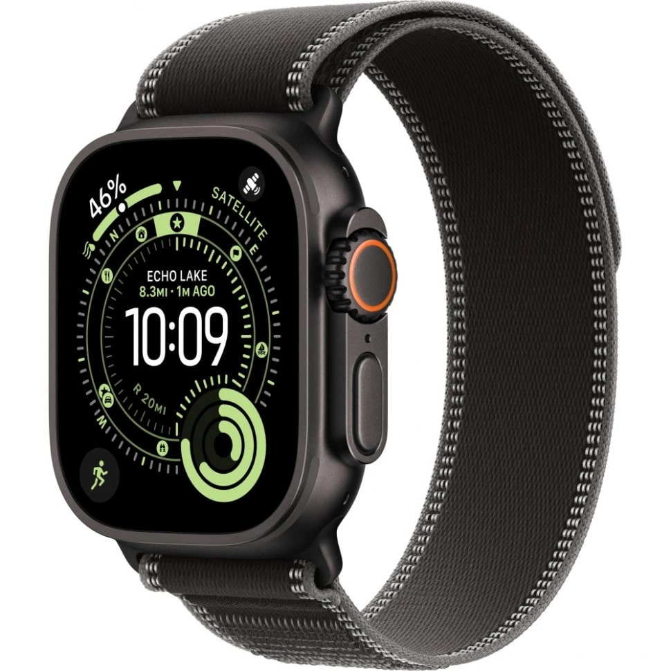 Apple Watch Ultra 3 49mm Черный Титан Ремешок M/L Trail Черного Цвета 2025