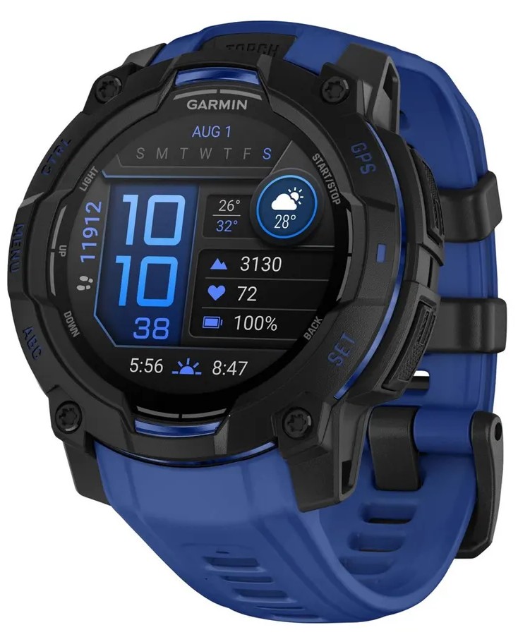 Garmin Instinct 3 45mm Amoled Черные с Черно-Синим Ремешком (010-02936-03)