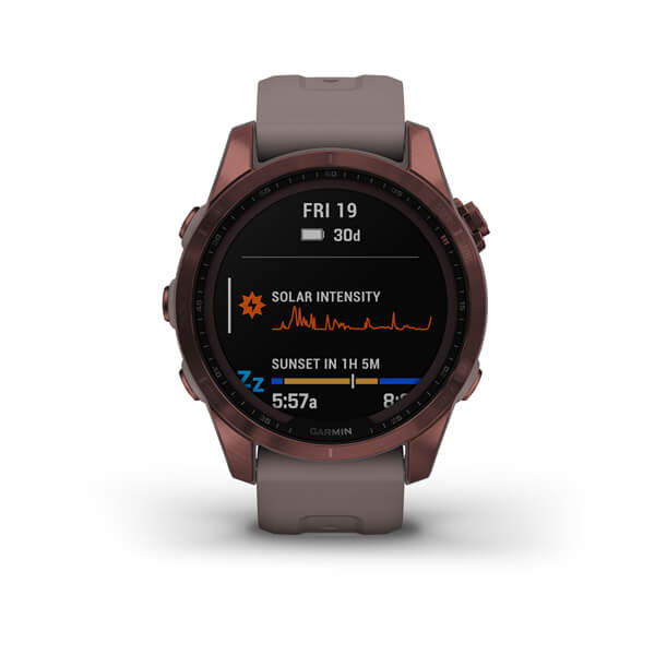 Garmin Fenix 7S Sapphire Solar Титановый Темно-Бронзовый с Сланцево-Серым Ремешком (010-02539-29)