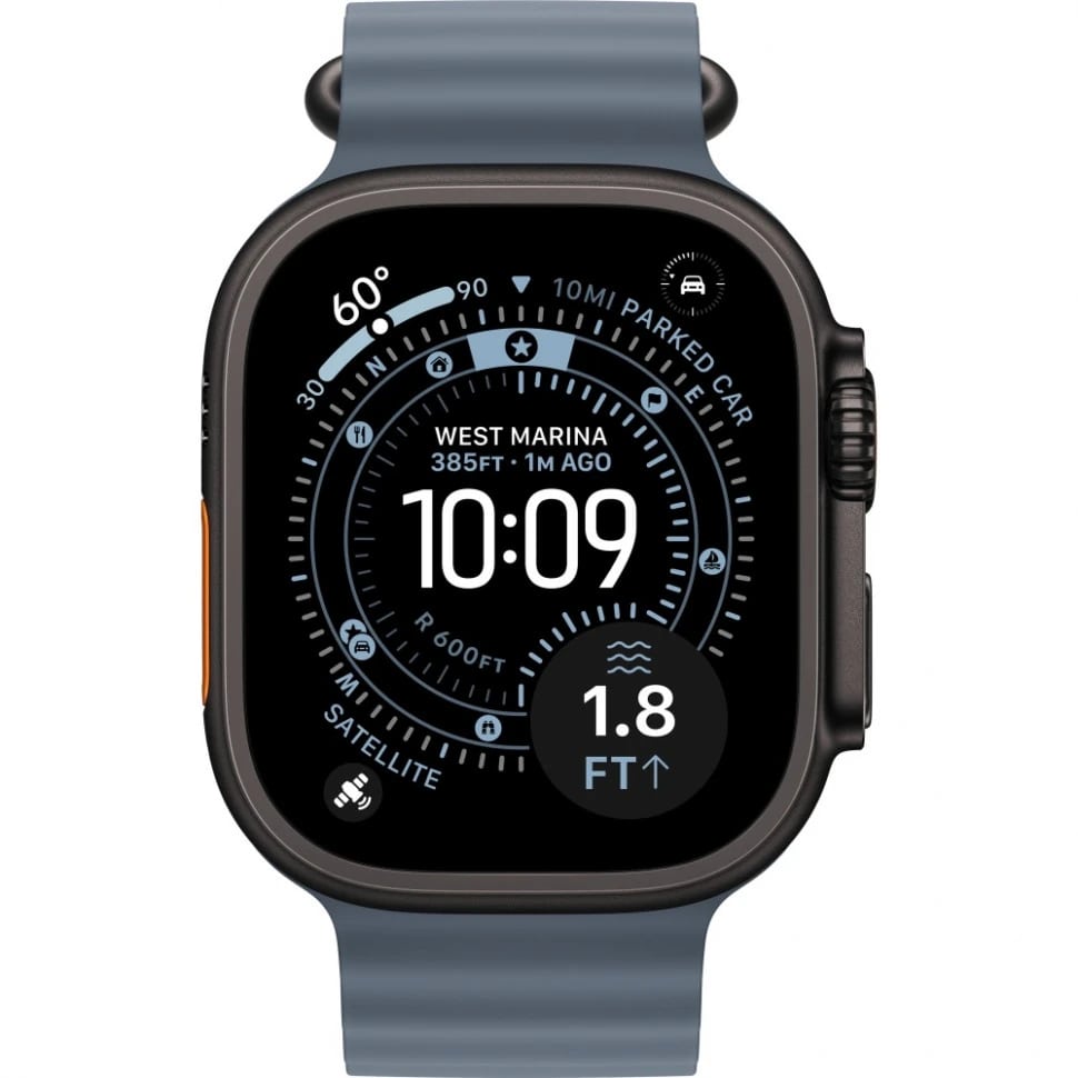 Apple Watch Ultra 3 49mm Черный Титан Ремешок Ocean Синего Цвета 2025