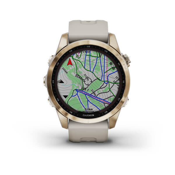 Garmin Fenix 7S Sapphire Solar Титановый Кремово-Золотой с Светло Песочным Ремешком (010-02539-21)