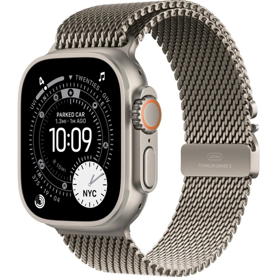 Apple Watch Ultra 3 49 мм Бежевый Титан Ремешок M Milanese Бежевого Цвета 2025