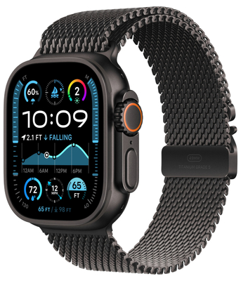 Apple Watch Ultra 2 49 мм Черный Титан Ремешок L Milanese Черного Цвета 2024