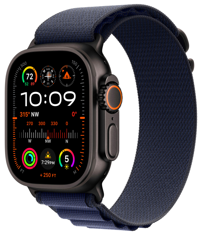 Apple Watch Ultra 2 49mm Черный Титан Ремешок L Alpine Темно-Синего Цвета 2024