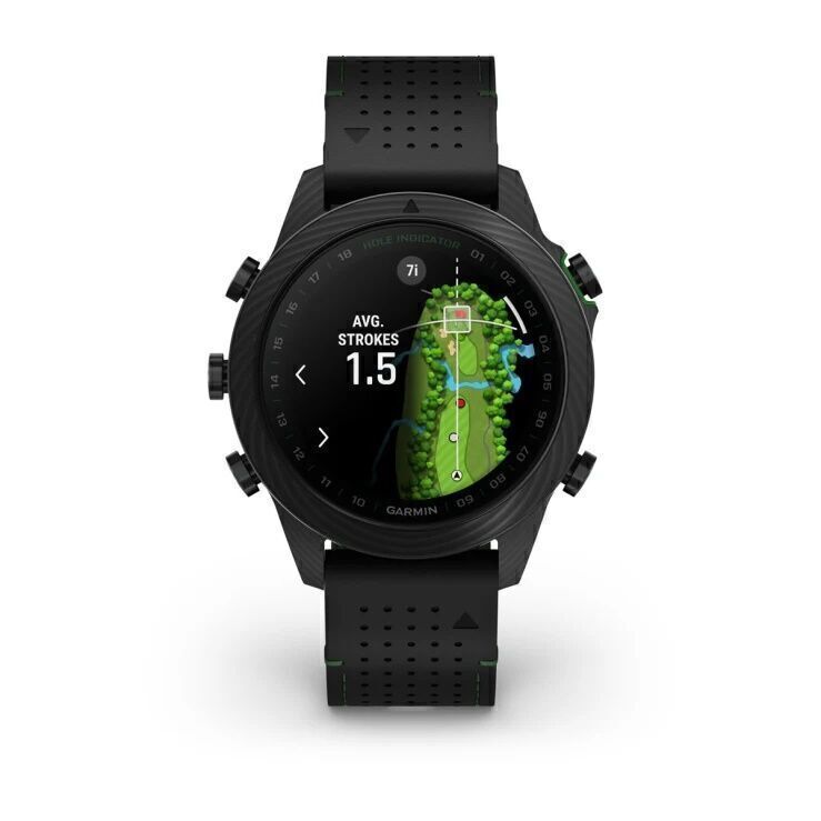Garmin MARQ Golfer Gen 2 Carbon Edition 46mm с Черным Кожаным Ремешком (010-02722-21)