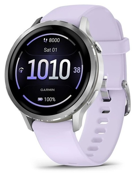 Garmin Venu 4 41mm Серебристые с Сиреневым Ремешком (010-03013-01)