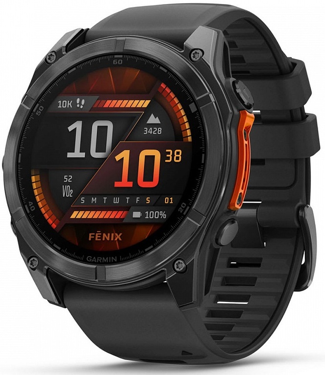 Garmin Fenix 8 51mm Серый с Черным Силиконовым Ремешком (010-02905-00)