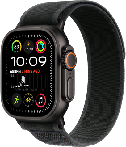 Apple Watch Ultra 2 49mm Черный Титан Ремешок S/M Trail Черного Цвета 2024
