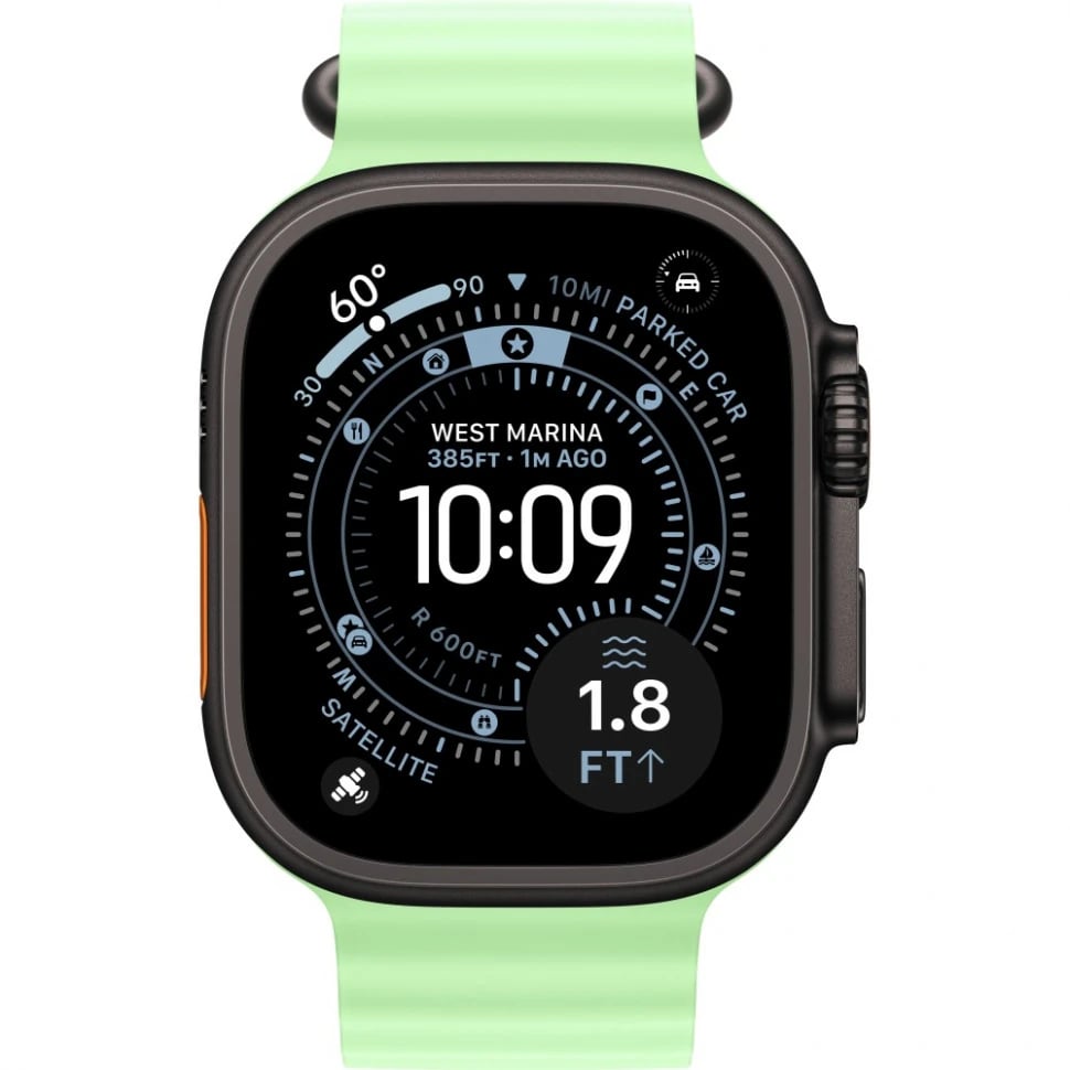 Apple Watch Ultra 3 49mm Черный Титан Ремешок Ocean Светло-Зеленого Цвета 2025
