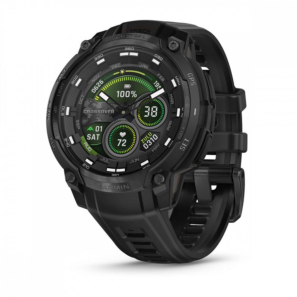 Garmin Instinct Crossover Amoled Tactical Edition с Черным Силиконовым Ремешком (010-03398-02)
