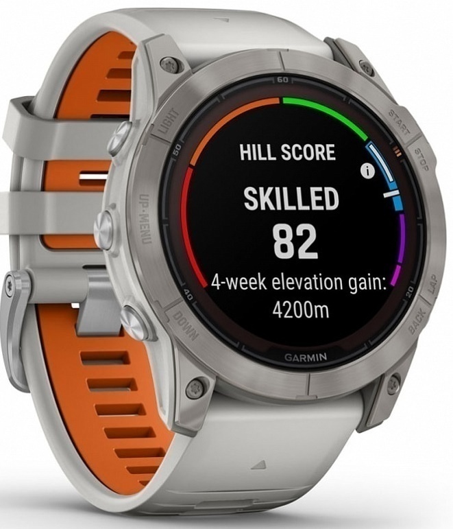 Garmin Fenix 7 Pro Sapphire Solar Титановый Корпус С Дымчато-Серым Оранжевым Ремешком (010-02778-15)