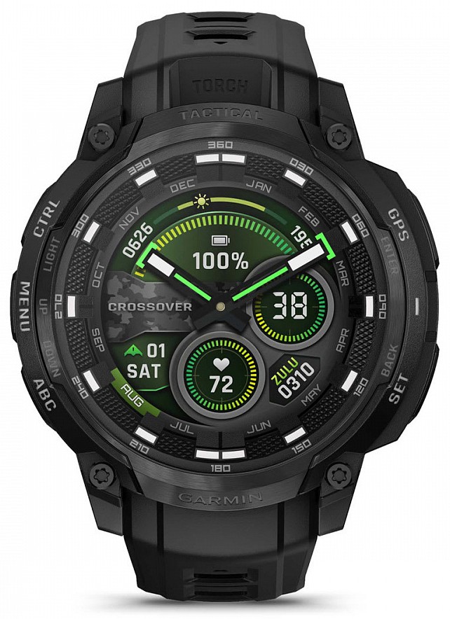Garmin Instinct Crossover Amoled Tactical Edition с Черным Силиконовым Ремешком (010-03398-02)