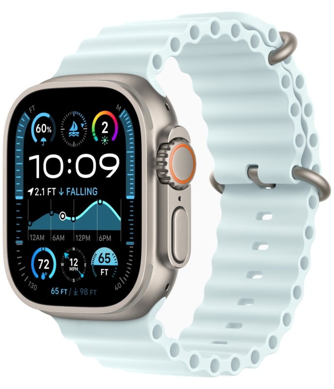 Apple Watch Ultra 2 49mm Бежевый Титан Ремешок Ocean Ледяного-Синего Цвета 2024