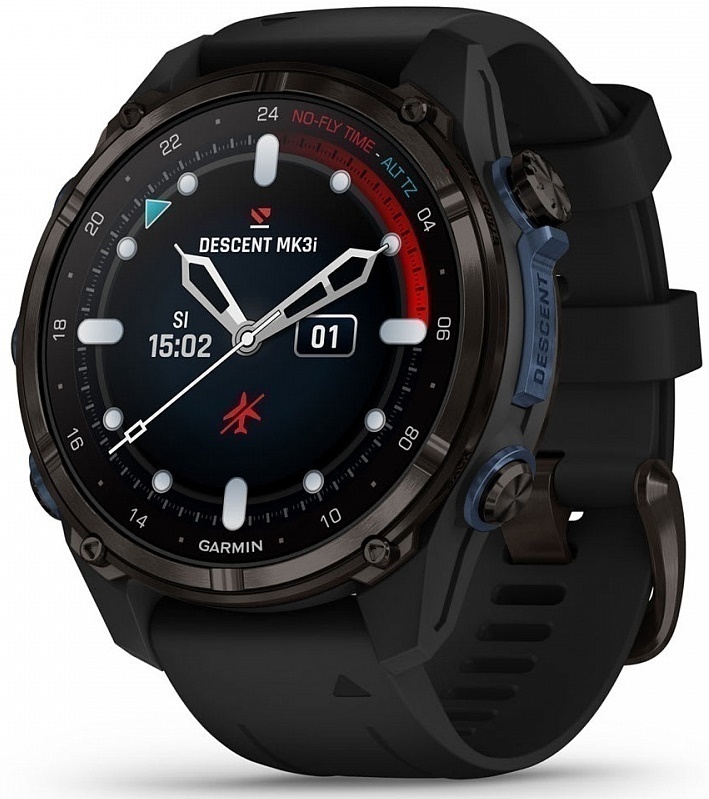 Garmin Descent MK3i 43 мм Титан Угольно-Серый DLC с Черным Силиконовым Ремешком (010-02753-11)