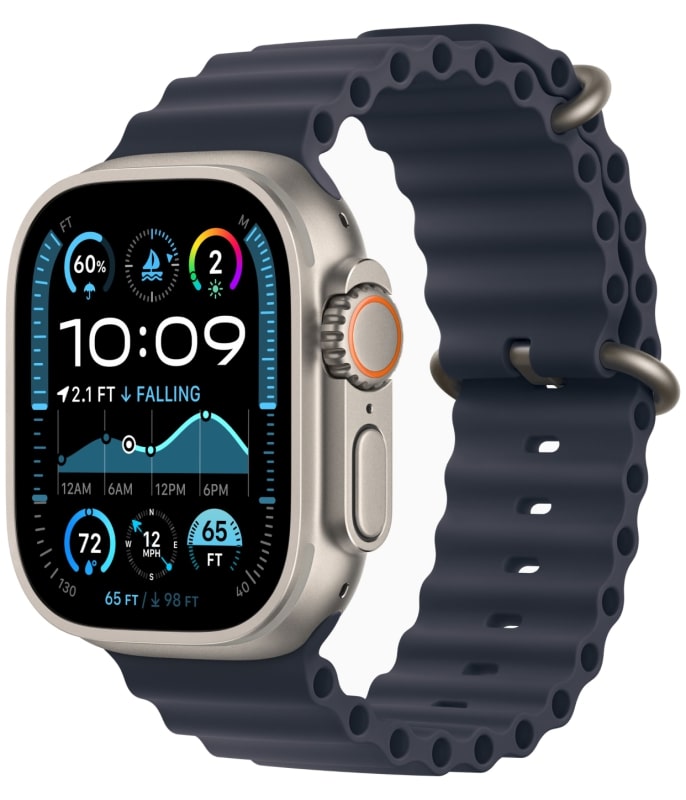 Apple Watch Ultra 2 49mm Бежевый Титан Ремешок Ocean Темно-Синего Цвета 2024