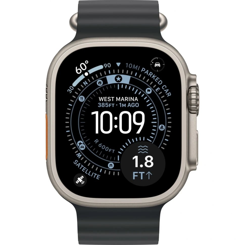 Apple Watch Ultra 3 49mm Бежевый Титан Ремешок Ocean Черного Цвета 2025