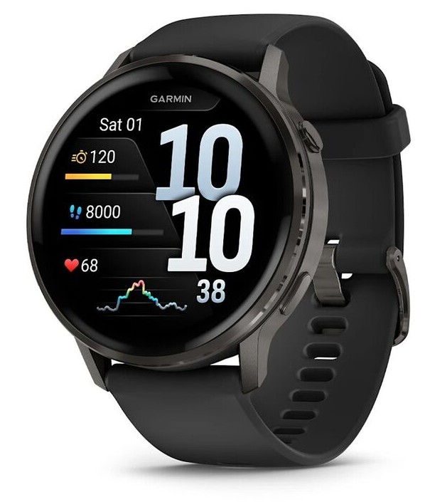 Garmin Venu 4 45mm Темно-Серые с Черным Ремешком (010-03014-00)