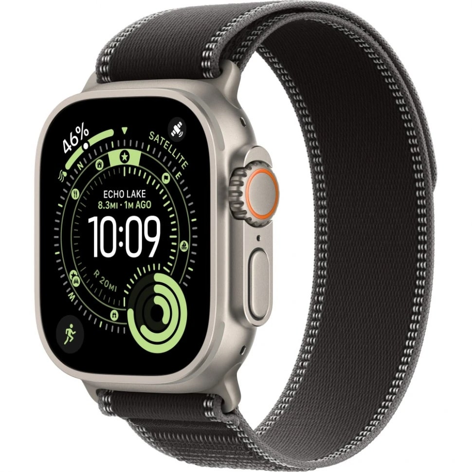 Apple Watch Ultra 3 49mm Бежевый Титан Ремешок M/L Trail Черного Цвета 2025