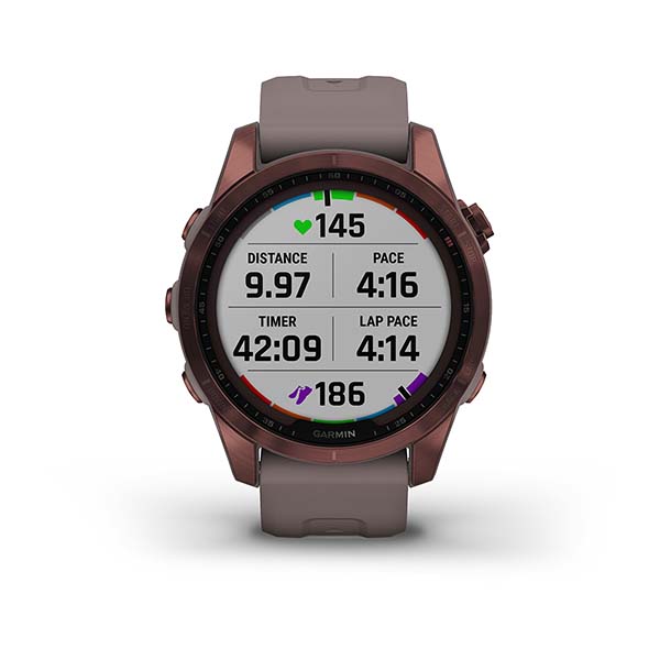 Garmin Fenix 7S Sapphire Solar Титановый Темно-Бронзовый с Сланцево-Серым Ремешком (010-02539-29)