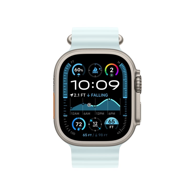 Apple Watch Ultra 2 49mm Бежевый Титан Ремешок Ocean Ледяного-Синего Цвета 2024