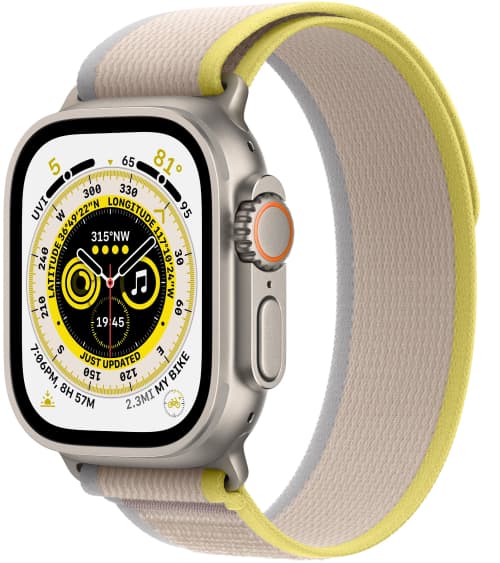 Apple Watch Ultra 49mm GPS   Cellular Титановые Ремешок Trail Желтого/Бежевого Цвета