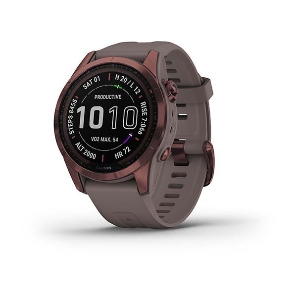Garmin Fenix 7S Sapphire Solar Титановый Темно-Бронзовый с Сланцево-Серым Ремешком (010-02539-29)