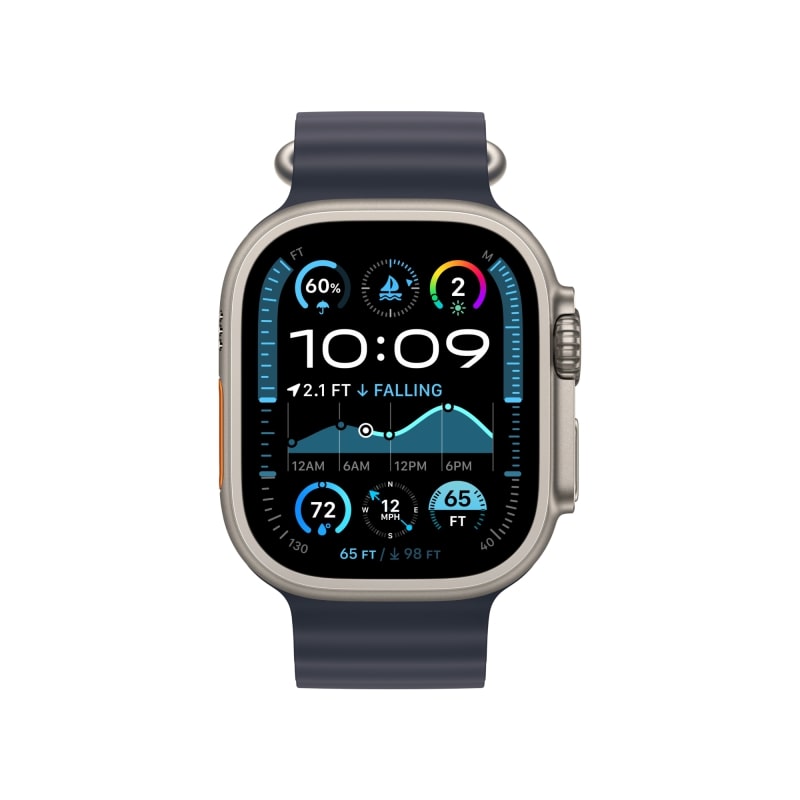 Apple Watch Ultra 2 49mm Бежевый Титан Ремешок Ocean Темно-Синего Цвета 2024