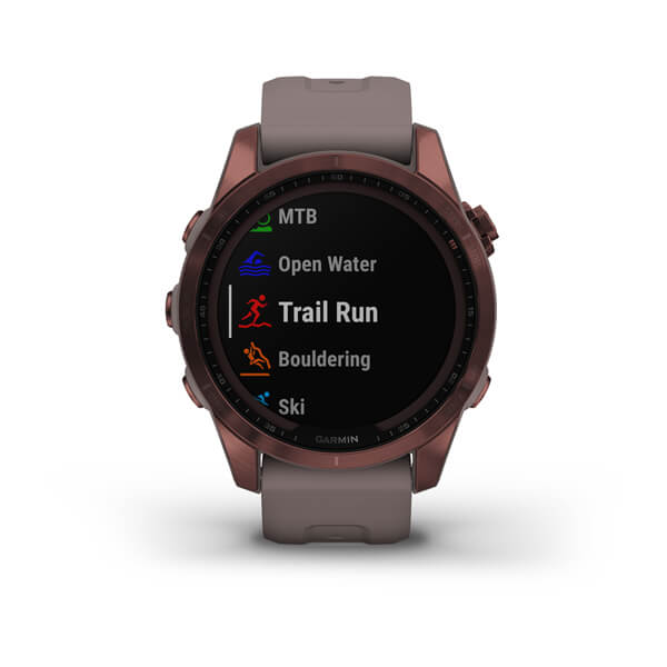 Garmin Fenix 7S Sapphire Solar Титановый Темно-Бронзовый с Сланцево-Серым Ремешком (010-02539-29)