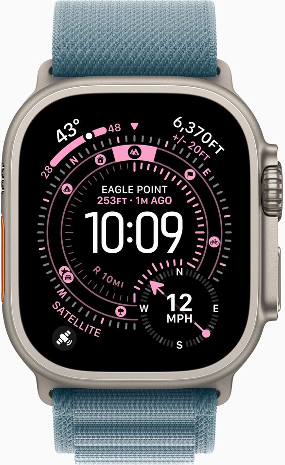 Apple Watch Ultra 3 49mm Бежевый Титан Ремешок S Alpine Светло-Синего Цвета 2025