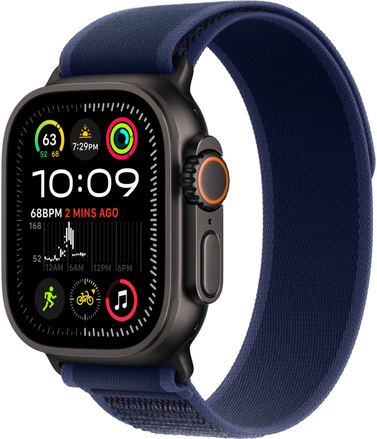 Apple Watch Ultra 2 49mm Черный Титан Ремешок S/M Trail Голубого Цвета 2024