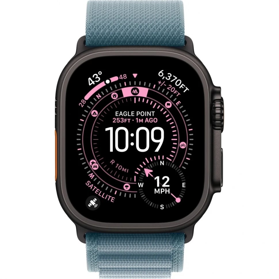 Apple Watch Ultra 3 49mm Черный Титан Ремешок M Alpine Светло-Синего Цвета 2025