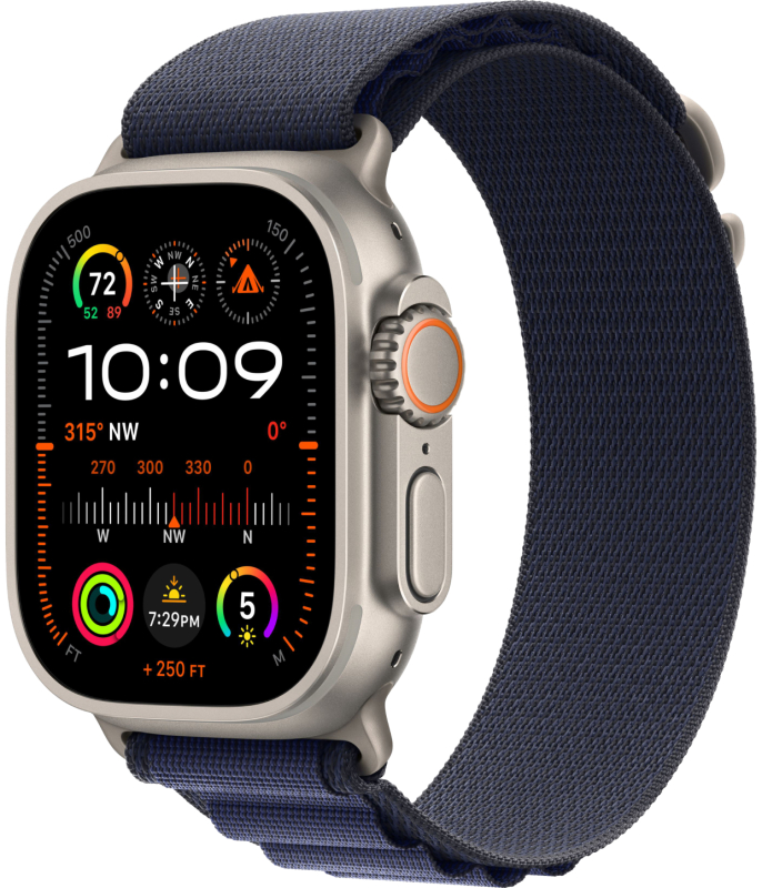 Apple Watch Ultra 2 49mm Бежевый Титан Ремешок L Alpine Темно-Синего Цвета 2024