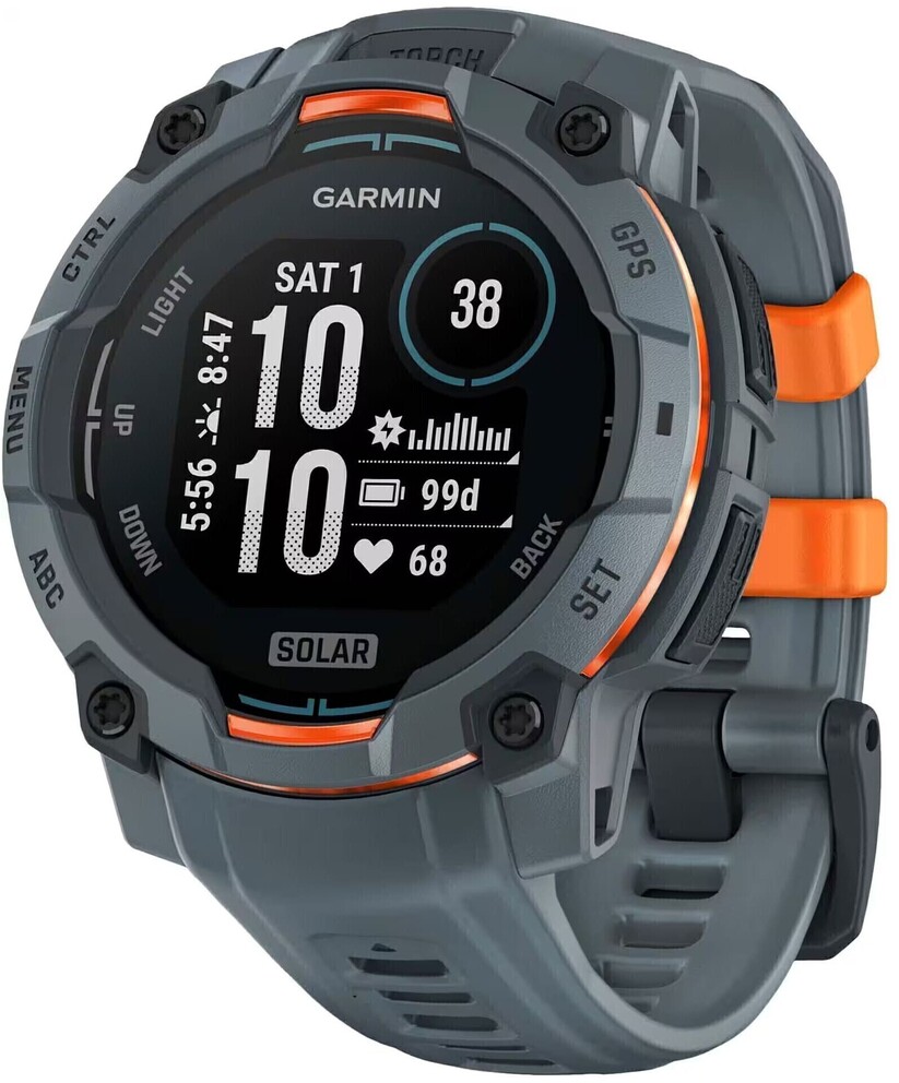 Garmin Instinct 3 45mm Solar Серо-Синие с Серо-Синим Силиконовым Ремешком (010-02934-01)