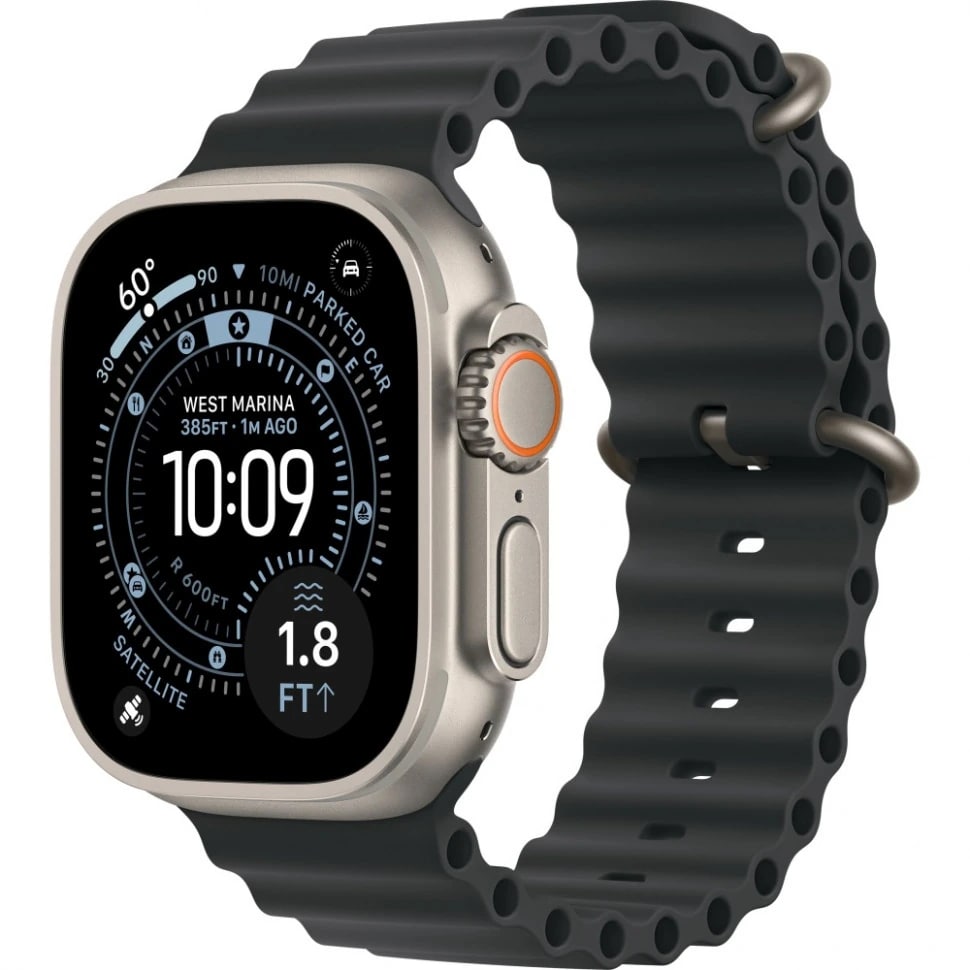 Apple Watch Ultra 3 49mm Бежевый Титан Ремешок Ocean Черного Цвета 2025