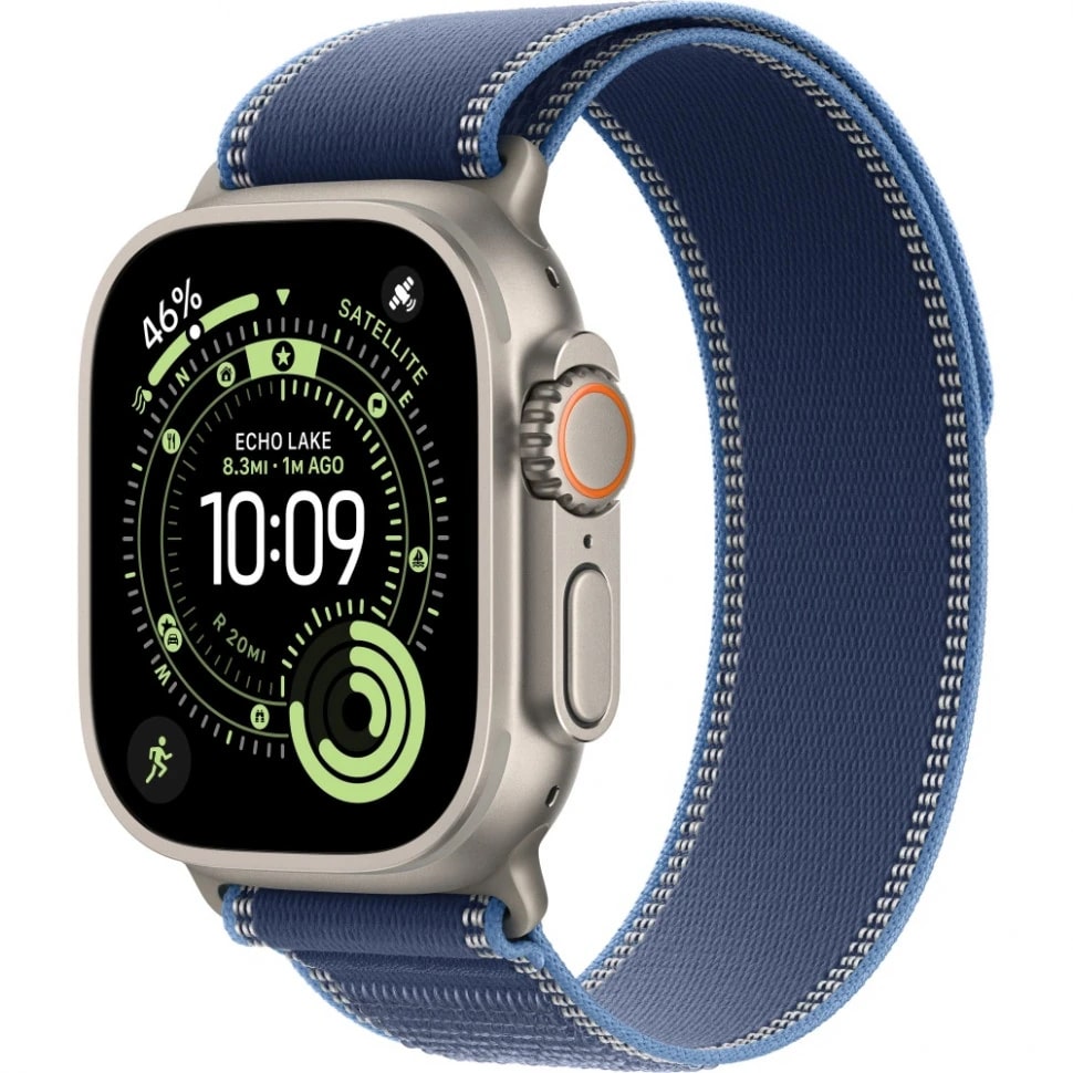 Apple Watch Ultra 3 49mm Бежевый Титан Ремешок S/M Trail Синего Цвета 2025