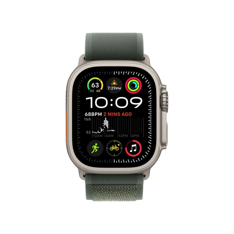 Apple Watch Ultra 2 49mm Бежевый Титан Ремешок S/M Trail Зеленого Цвета 2024