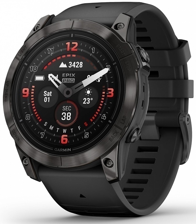 Garmin Epix Pro Gen 2 Sapphire 51mm Титан DLC Carbon Grey С Черным Ремешком (010-02804-01)