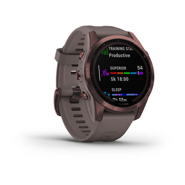 Garmin Fenix 7S Sapphire Solar Титановый Темно-Бронзовый с Сланцево-Серым Ремешком (010-02539-29)