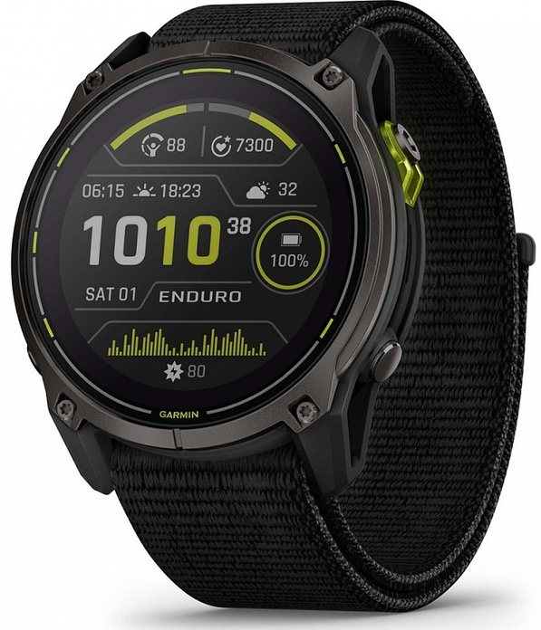 Garmin Enduro 3 с Черным Титановым Безелем DLC с Черным Нейлоновым Ремешком Ultra Fit (010-02751-01)