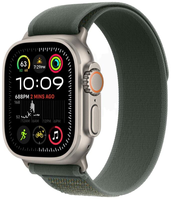 Apple Watch Ultra 2 49mm Бежевый Титан Ремешок S/M Trail Зеленого Цвета 2024