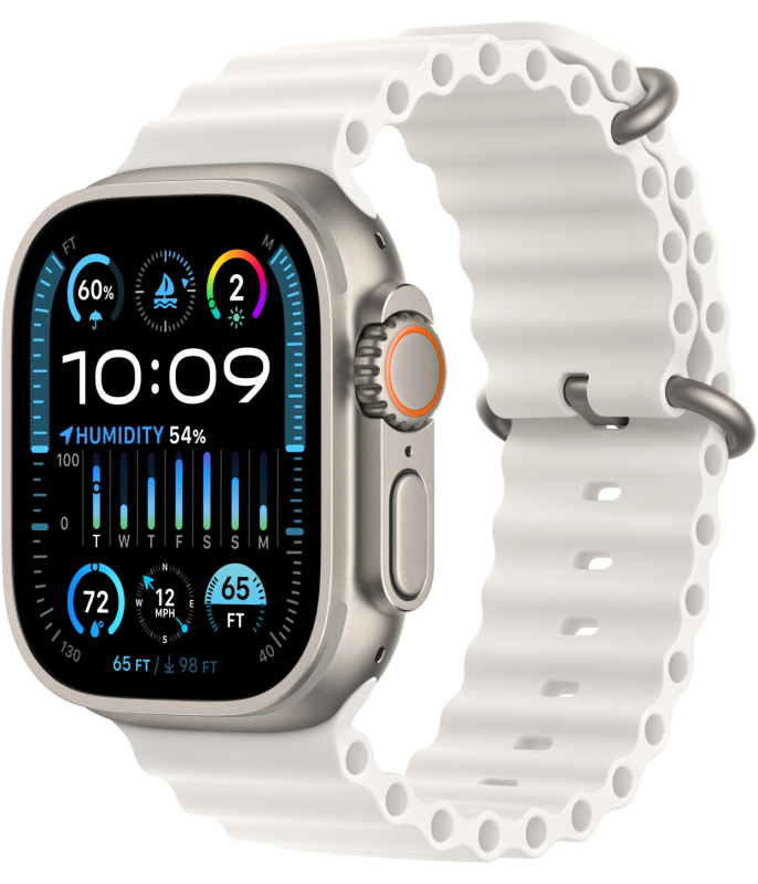 Apple Watch Ultra 2 49mm GPS   Cellular Титановые Ремешок Ocean Белого Цвета