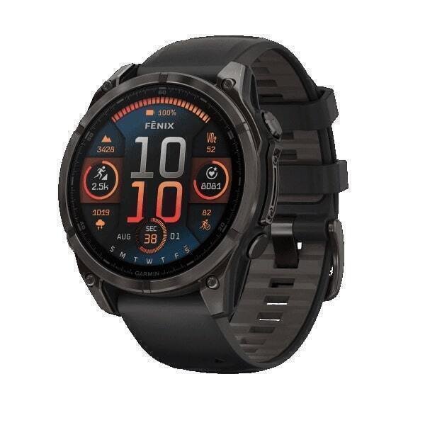 Garmin Fenix 8 Sapphire 47 мм Титан Угольно-Черый DLC с Пепельно-Черным Ремешком (010-02904-21)