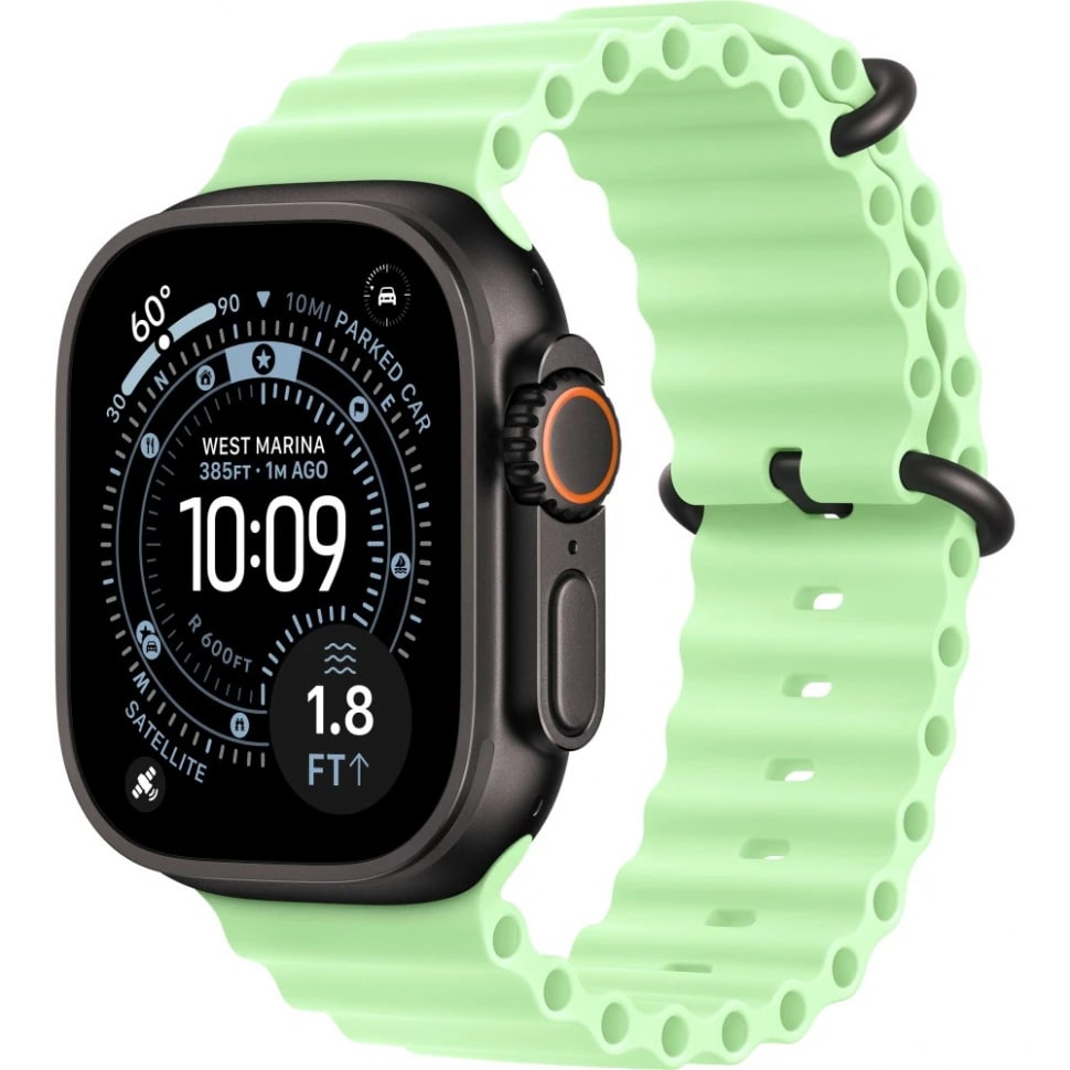 Apple Watch Ultra 3 49mm Черный Титан Ремешок Ocean Светло-Зеленого Цвета 2025