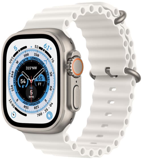 Apple Watch Ultra 49mm GPS   Cellular Титановые Ремешок Ocean Белого Цвета